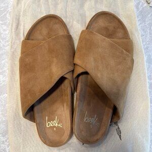Beek Kea suede slide sandal in almond, size 9